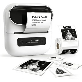 Phomemo M220 Bluetooth Label Printer, Portable Label Device, Bluetooth Thermal Label Printer for Barcode, Retail, Small Business, with Phones & PC System, White