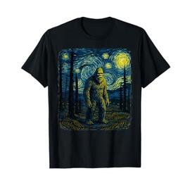 Bigfoot Starry Night Van Gogh Funny Gifts Men Women Boy Kid T-Shirt