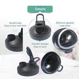 2 Pack Mason Jar Pour Spout Lid with Handle, Airtight and Durable Wide Mouth Plastic Lid Leak-Proof and Durable Black