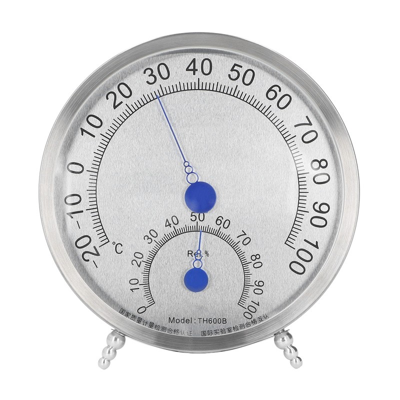 Round Thermometer Stainless Steel Waterproof Heat Resistant Thermometer Hygrometer for