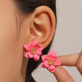 Flower Earrings for Women Red Long Dangle Drop Petal Earrings Boho Statement Stud Earrings Jewelry Gifts for Women