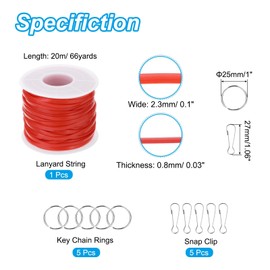 PATIKIL Lanyard String Kit, Plastic Lacing Cord Gimp String Lanyard Weaving Kit with Lanyards Accessories for Jewelry Making DIY Crafts, Bracelets, Keychains, Red