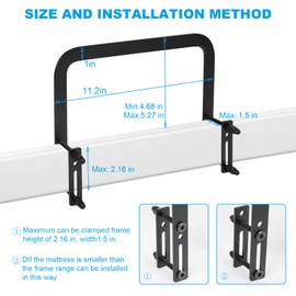 XQZMD Mattress Retainer Bar, Good Loading Capacity Anti Slip Mattress Slide Stopper with Installation Accessories, 11 Inch Mattress Stopper Bar for Home, Hotel (2pcs)