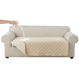 Genina Waterproof Couch Cover,Washable Anti-Slip 78inch Sofa Covers with 3 Cushions,Sectional Couch Covers for Pets Friendly, Sofa Slipcovers for Dogs Cats(78inch/Beige)