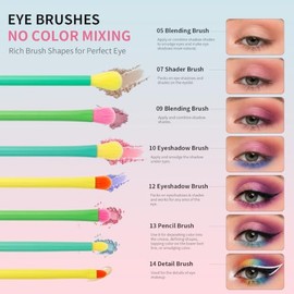 docolor 15PZS Colorido Pinceles de Maquillaje de Regalo Prima Sintética Kabuki, La Cara en Polvo Mezcla de Fundación, Corrector, Sombra de ojos, Arco 