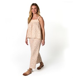 Modern Moments by Gerber Baby Girls' Women Mommy + Me 2-Piece Cropped Pant Set, Beige Vine Floral, Medium