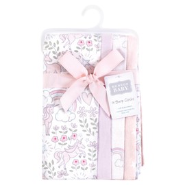 Hudson Baby Unisex Baby Cotton Flannel Burp Cloths, Dreamy Unicorn, One Size