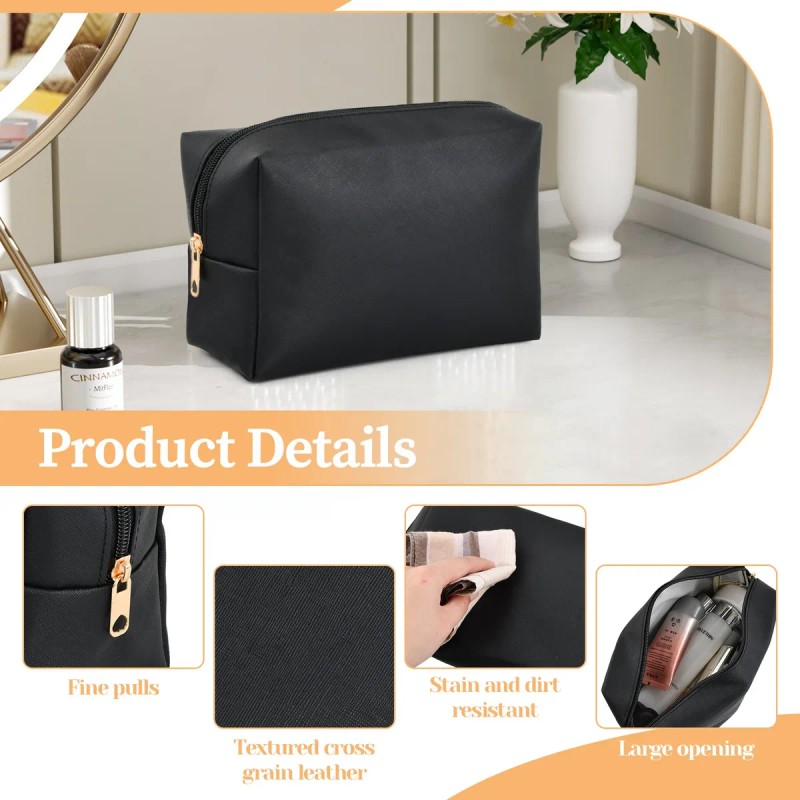 Bolsas De Cosméticos De Viaje Portátil Con Cremallera Negro