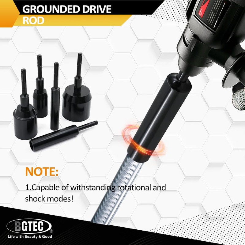 Ground Rod Driver Bit-BGTEC 2pcs 1-3/4" SDS Plus Grounding Rod