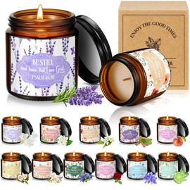 Landhoow 12 Jars Christian Religious Scented Candle 3.5oz Catholic Bible Verses Candle for Women Christmas Birthday Thank You Gifts for Employee Inspirational Coworkers Gifts(Fresh)