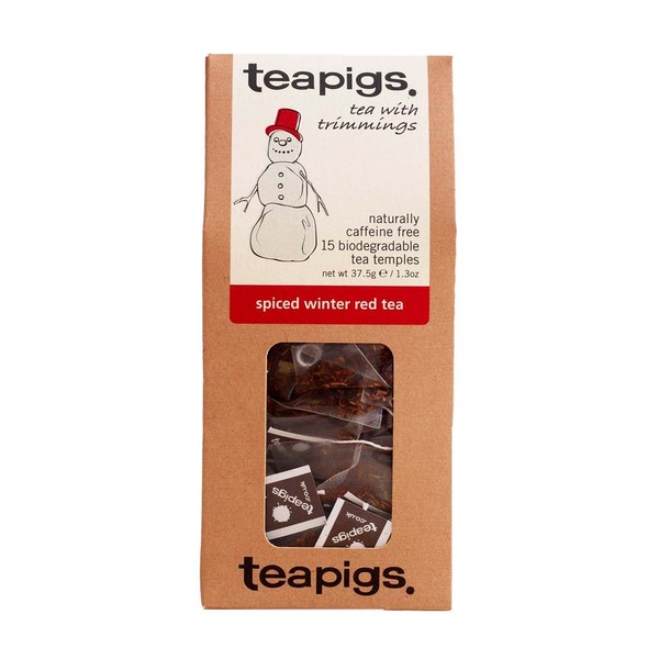 teapigs Winter Spiced Red Tea, 15 Count x 6 Boxes, Naturally Caffeine Free, Orange Peel, Cinnamon & Cloves in Rooibos Tea