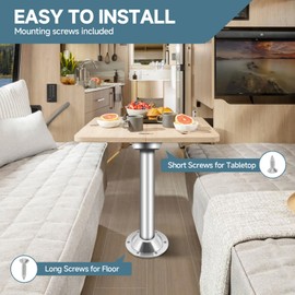 EJYTRVT 4 Pack RV Table Base Mount, Aluminum Pedestal Table Leg Base Flange, Standard Size for Camper, Boat, Trailer, Include Mounting Screws