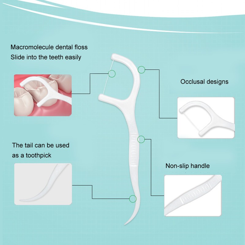 500pcs Disposable Dental Floss Stick Teeth Stain Removal Floss Oral