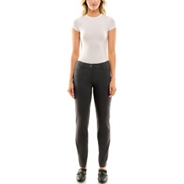 Zac & Rachel Women's Petite Millennium Fabric Pull-On Slim Leg Pant w/Zipper, Grey, 10P