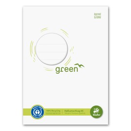 Staufen Ursus Notebook Cover with Labelling Field, DIN A5, 150 g/m² Recycled Paper, Protection for School Notebooks, White, Green, Pack of 10