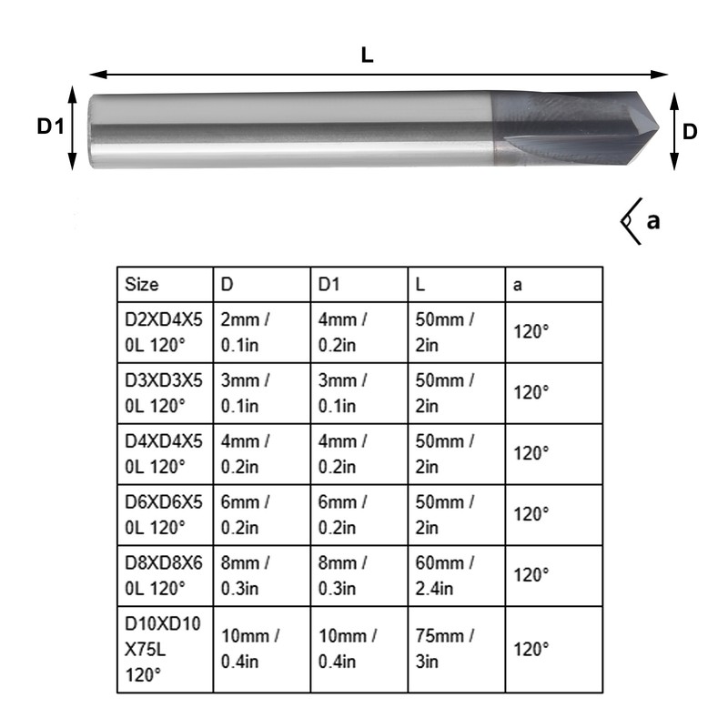 3‑Flute Chamfer Cutter Drill Bit Tungsten Steel 120° CNC Chamfering