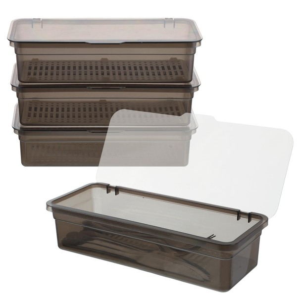 Rainmae 3Pcs Flatware Tray with Lid and Drainer, Large Plastic