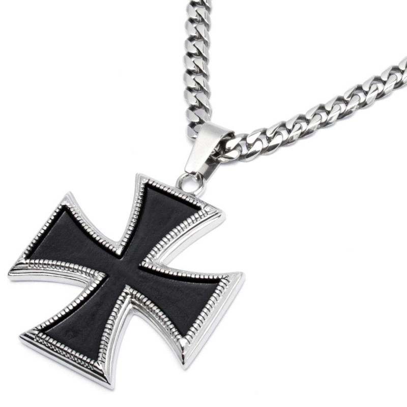 Schmuck-Checker Iron Cross Pendant Stainless Steel Silver Black German Order
