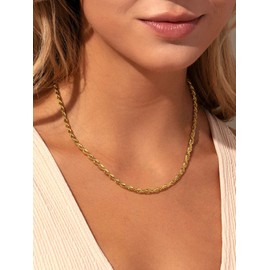 Supcare Mens Gold Chain, 56CM Stainless Steel Rope Chains Black, 3MM Twist Rope Necklace Chain for Women