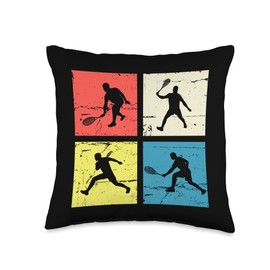 Play Squash Racket Ball Retro Squash Player Throw Pillow