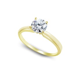 Sterling Silver 1ct Round-Cut Solitaire Cubic Zirconia Engagement Bridal Ring, Metal, Cubic Zirconia,