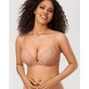 DOBREVA Women's Push Up Bra with Lace Padded Plunge Underwire