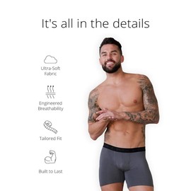 INTO THE AM Men's Modal Boxer Briefs 3 Pack - Ultra-Soft Compression Athletic Stretchy Sports Underwear Shorts (Black/Black/Black, Small)