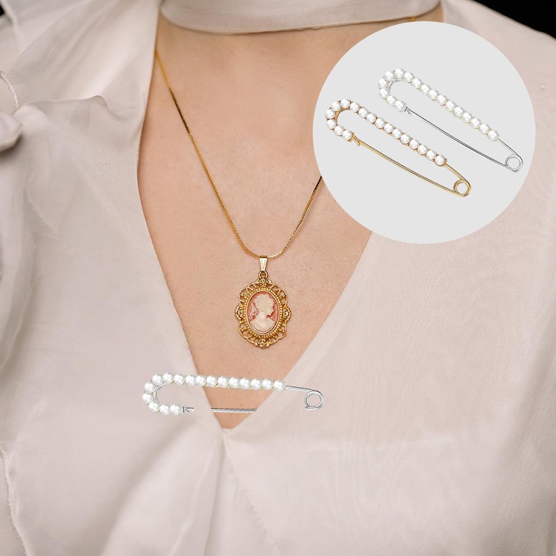 8 Pieces Retro Sweater Shawl Clips Faux Crystal Pearl Brooch