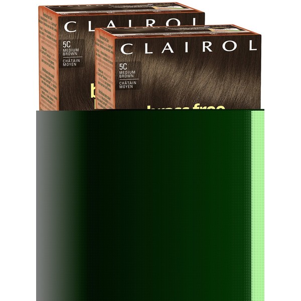Clairol Natural Instincts, 5C, Brass Free Med Brown, 2 pk