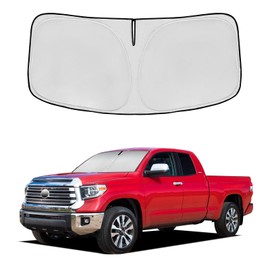 Windshield Sun Shade for Toyota Tundra 2007-2021 Double Layer 240T Front Window Shade Custom Fit Tundra Sun Visor Foldable Shade Blocks UV Rays Summer Must Have Car Accessories