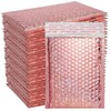 SEUNMUK 50 Pieces Holographic Metallic Bubble Mailers Rose Gold, 11