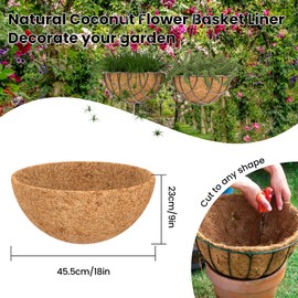 XYSM Hanging Baskets Liners for Plants Outdoor ，Coconut Liners for Planters (4, 18 inch), Brown