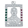 JOYARIS Dije Cuadrado Jesús Malverde Zirconias Plata Solida 925 TRICOLOR