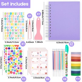 Kids Scrapbook Self Adhesive Photo Album 25 Pages Hard Cover DIY Photo Album for Instant Camera Print Paper with DIY Accessories (Purple)