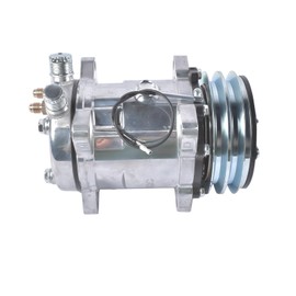 Getanye A/C Compressor with 2-Groove Pulley HC5003C Replacement for Sanden 508 Style V Belt - Silver Clutch