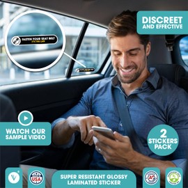 Fasten Your Seat Belt Car Safety Stickers Sign (2-Pack) | Waterproof Put your Seatbelt reminder sticker | Permanent Gloss Vinyl Sticker for Car | Fasten Seatbelt Safety Sign Must Wear Seatbelt Sticker