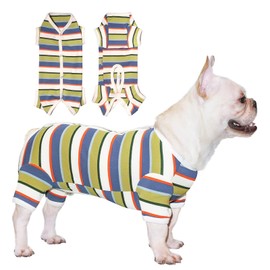 TONY HOBY Dog Pajamas, Jumpsuit & Shirt for Small Medium Dogs - Recovery Suit, Blue & White, Boy, XS