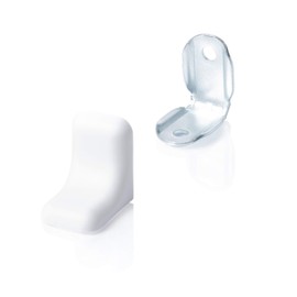 20 x Sossai® Angle Connectors Galvanised Metal with Cover BT2 | Corner Connector/Body Connector/Furniture Connector/Corner Brace | Colour: White