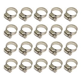 20 Pcs Hose Clamp in 304 Stainless Steel Clip for Soft Pipe with Outer Diameter Range 13-19mm, Clip Width 8mm, Sturdy and Rust Resistant Duct Clamp