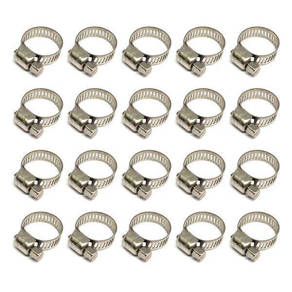 20 Pcs Hose Clamp in 304 Stainless Steel Clip for