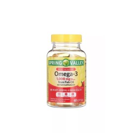 Spring Valley Omega-3 Fish Oil, Dietary Supplement Softgels 1000 mg 60Ct Ex:5/26
