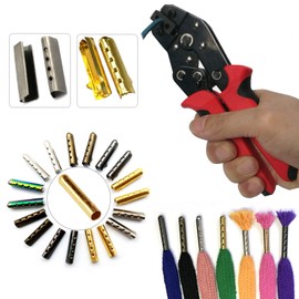 Hand Aglet Crimping Pliers, Metal Shoelace Aglets Crimper Tools for Attach Metal Sheath Aglets to the End of Laces Hoodie Shoelaces Tips DIY Installation 3.5, 4, 5 mm