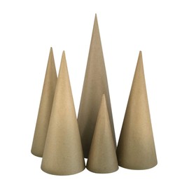 Paper Mache Craft Cones Variety Pack 3 Sizes- 13.75 x 5, 10.63 x 4, 7 x 3 Inches (5)