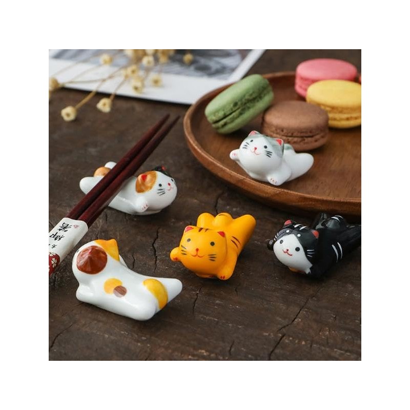 speed mao Cute Cat Ceramic Chopsticks Rest Karatory Set of