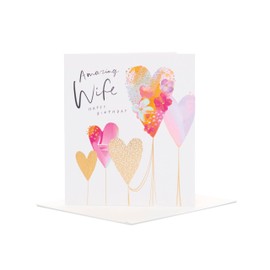 UK Greetings | Birthday Card for Wife | Camden Collection | Happy Birthday Gifts | Her, Girls, Women | Love Heart Balloons Design | With Envelope | 165 x 190 mm