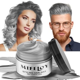 Cera Temporal Gris Plateado 4.23Oz, Tinte Crema de Peinado Natural Instantáneo, Gris Styling Pomadesfor Hombres Niñas Mujeres Jóvenes, Barro para Colo