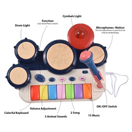 Electric Music Drum Piano Keyboard Drum Set Birthday Gifts Musical Instruments Multifunctional Clapping Drum Percussion Instrument Volume Control Buttons Drum Pads with Light