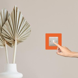 Single Light Switch Surround | Square | Acrylic Back Panel or Finger Plate | Plug, Font Colour:Orange