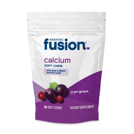 Bariatric Fusion Bariatric Fusion Bariatric Calcium Chews | Calcium Citrate with Vitamin D3 Calcium Supplement Bariatric Vitamin | Sugar Free Calcium Citrate Chewable | Calcium Citrate 500mg | Cran Grape | 60 Count