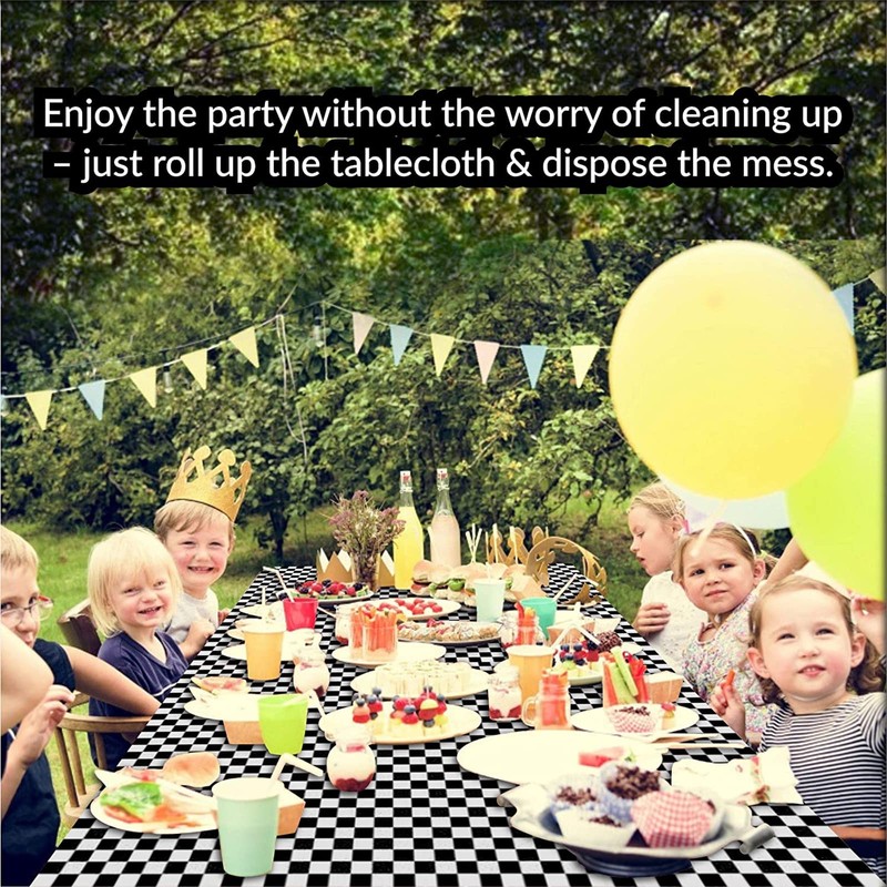 137*274cm Black and White Checkered Disposable Table Cloth Table Covers,Party